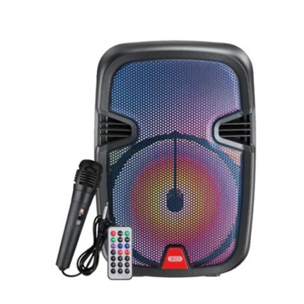 XO F51 Altavoz Karaoke - Bluetooth 5.0 - 10W - Funcion TWS - Iluminacion RGB - Microfono con Cable - Mando a Distancia - Color Negro
