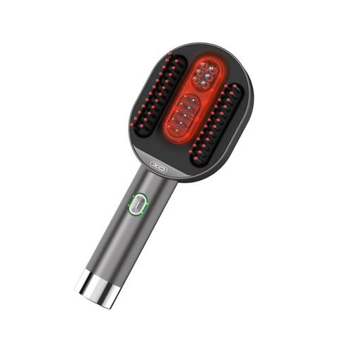 XO FG12 Secador con Cepillo y Funcion Masaje - Potencia 5W - Bateria de 1500mAh - Terapia con Luz Roja - Color Gris