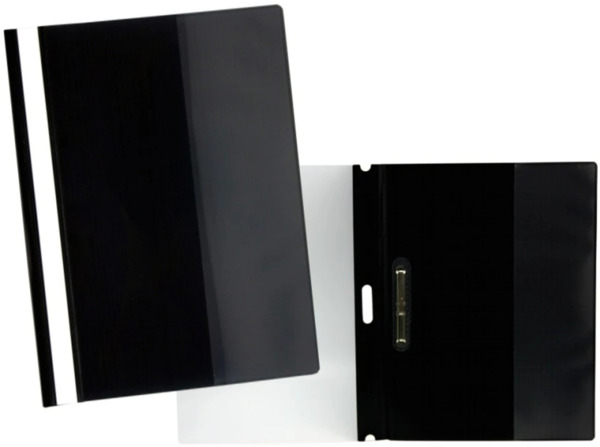 Yes Dossier con Fastener para 30 Hojas A4 - Portada Transparente, Trasera Negro - Fabricado en Polipropileno